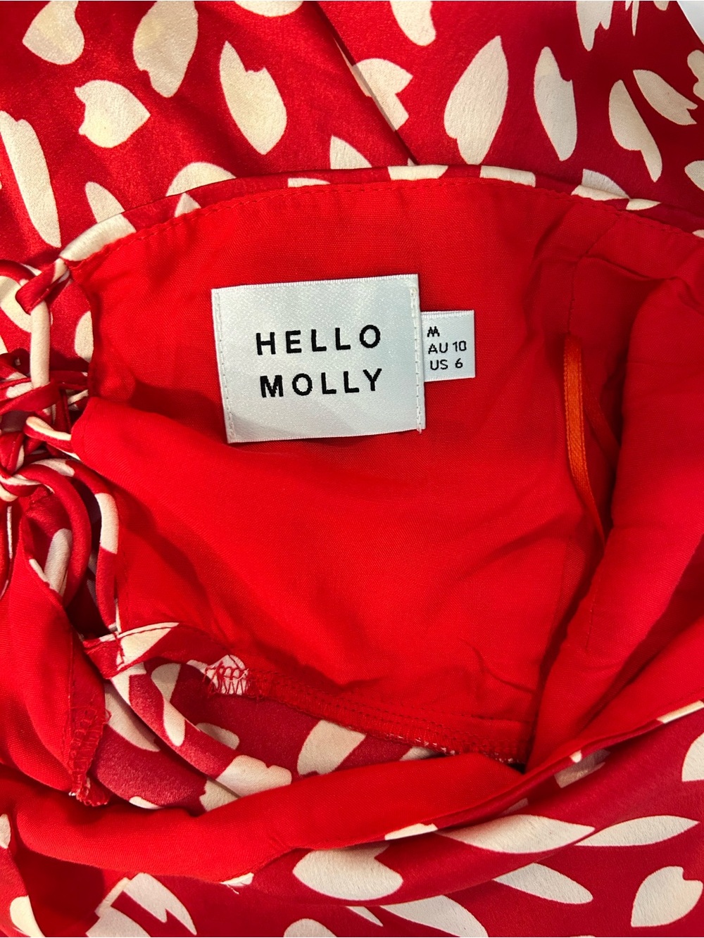 Hello Molly Red Printed Spaghetti-Strap Midi Dress with Side Slit - Picture 5 of 5